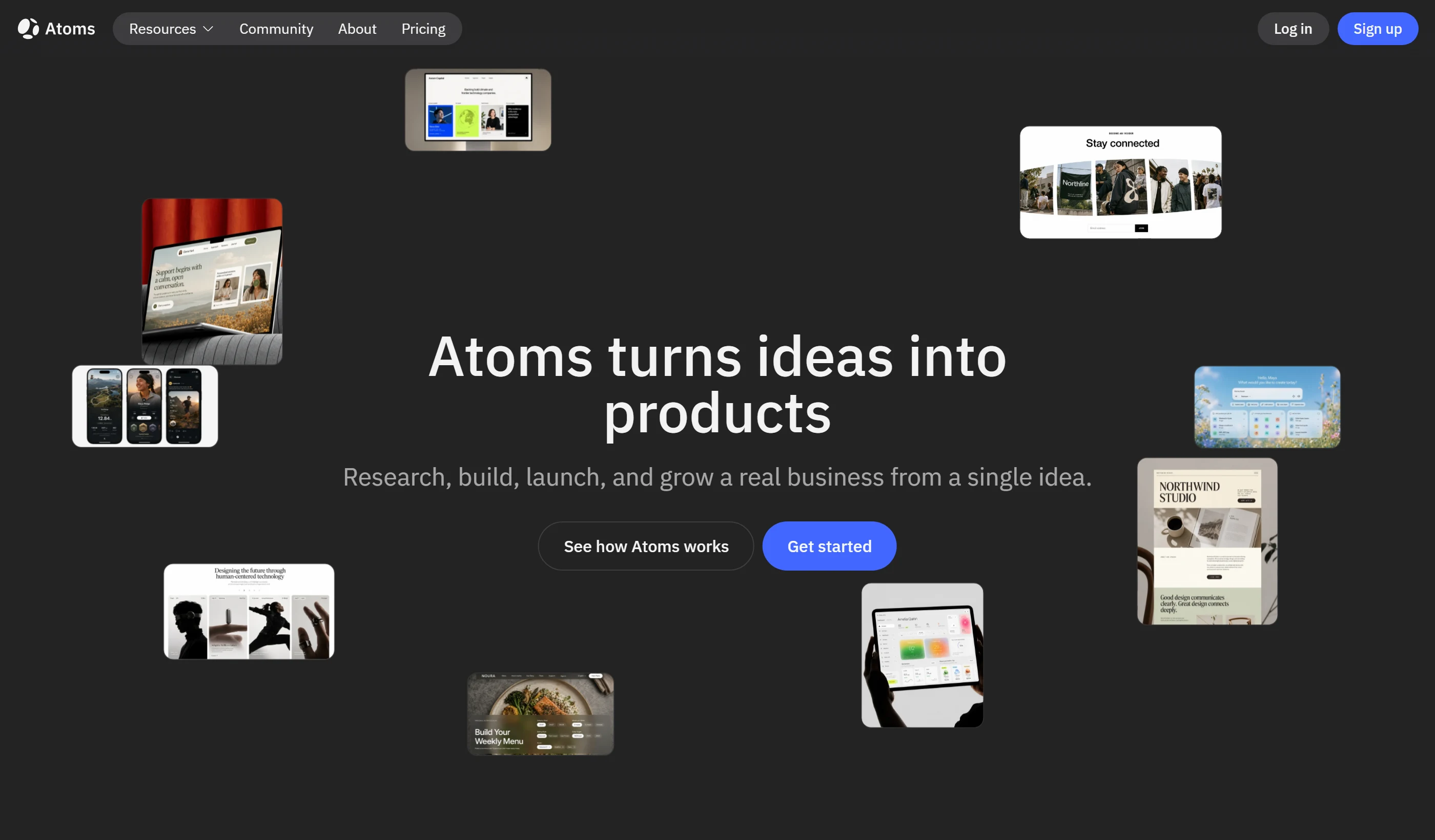 The Atoms About page setting out the company lineage from MetaGPT through MetaGPT X to Atoms.